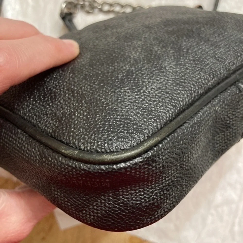 Michael kors gray black signature MK mini crossbody bag